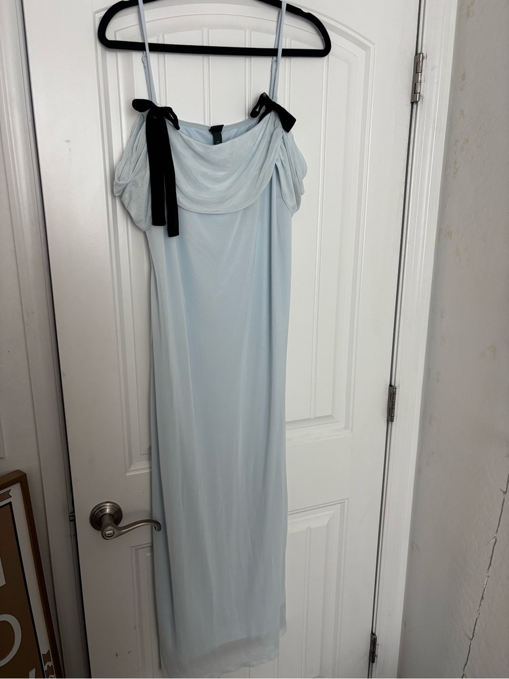 wild fable Light Blue Maxi Dress with Black Bow Straps